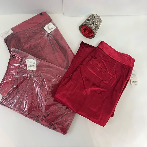 Free People Walk With You Velvet Trousers In Cherry Juice Color- New With Tag - Picture 12 of 13